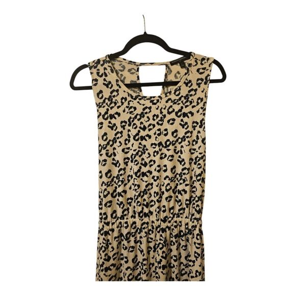 BANANA REPUBLIC Crossback Midi Dress Navy Off White Leopard Print - Size Large - Picture 5 of 12